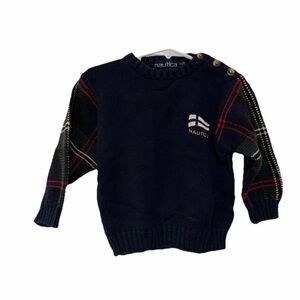 Vintage Nautica Baby Toddler Knit Plaid Sweater Size 12-24 Months